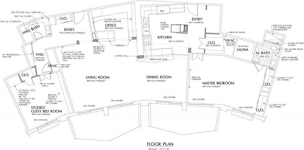 condo floor plan after green remodeling